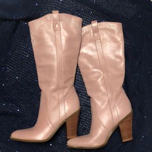 5.5B baby pink leather cowboy boots